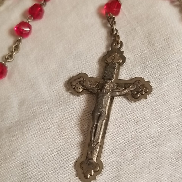 Italy Other - VTG Italy Savior Prayer Rosary Red Bead Rosary